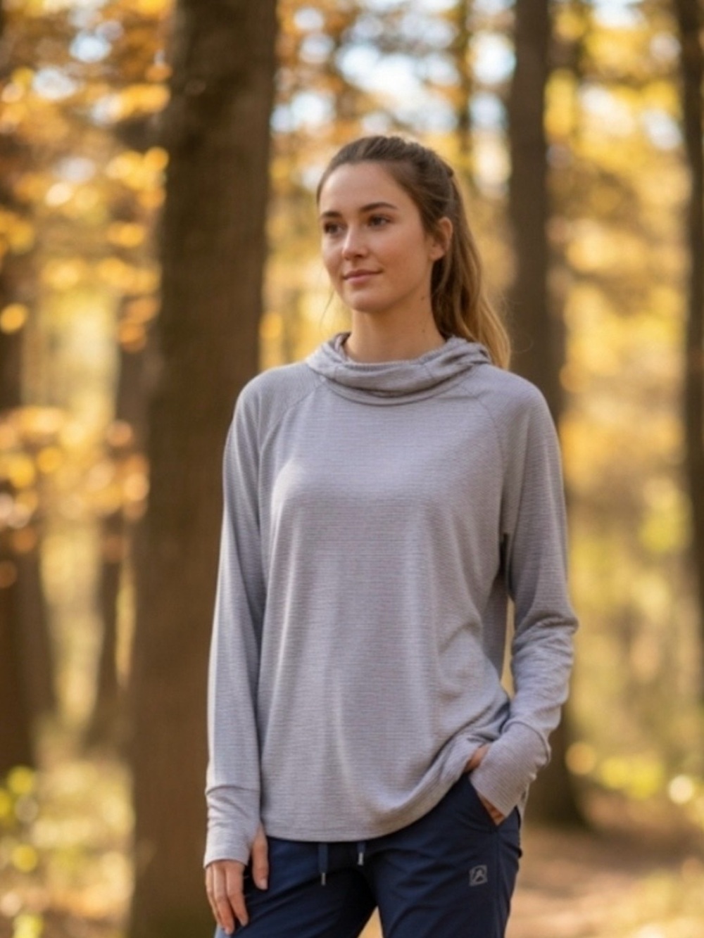 Free Fly Bamboo Lightweight Hoodie Grey Stripe Hiking Outdoors Women’s XL